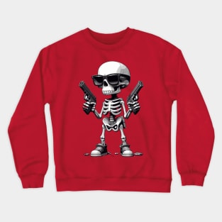 Funny Skeleton; Skull Gun Crewneck Sweatshirt